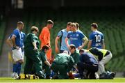11 May 2019; Jake Donnelly of Crumlin United is attended to by medical staff during the FAI New Balance Intermediate Cup Final match between Avondale United and Crumlin United at Aviva Stadium in Dublin. Photo by Eóin Noonan/Sportsfile