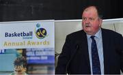 11 May 2019; Secretary General of Basketball Ireland Bernard O'Byrne speaking during the Basketball Ireland 2018/19 Annual Awards and Hall of Fame at the Cusack Suite, Croke Park in Dublin. Photo by Piaras Ó Mídheach/Sportsfile