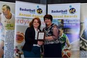 11 May 2019; Post Primary Schools – Tom Collins Award winner Lorna Finnegan, left, is presented with her award by Theresa Walsh, President of Basketball Ireland, during the Basketball Ireland 2018/19 Annual Awards and Hall of Fame at the Cusack Suite, Croke Park in Dublin. Photo by Piaras Ó Mídheach/Sportsfile