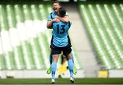11 May 2019; Hughie O'Donovan of Avondale United celebrates with tam-mate Ryan Hogan following the FAI New Balance Intermediate Cup Final match between Avondale United and Crumlin United at Aviva Stadium in Dublin. Photo by Eóin Noonan/Sportsfile