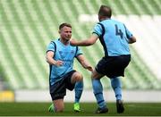 11 May 2019; Hughie O'Donovan of Avondale United celebrates with tam-mate David Keily following the FAI New Balance Intermediate Cup Final match between Avondale United and Crumlin United at Aviva Stadium in Dublin. Photo by Eóin Noonan/Sportsfile