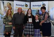 11 May 2019; Primary School of the Year Award winners The Teresian School, Donnybrook, Co Dublin, represented by Owen Divine, Siona Cleary and Ellen Cusack, are presented with their award by Carmel Murphy, left, and Theresa Walsh, President of Basketball Ireland, during the Basketball Ireland 2018/19 Annual Awards and Hall of Fame at the Cusack Suite, Croke Park in Dublin. Photo by Piaras Ó Mídheach/Sportsfile