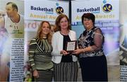 11 May 2019; Primary Schools Appreciation Award winner Catherine Leahy, is presented with her award by Carmel Murphy, left, and Theresa Walsh, President of Basketball Ireland, during the Basketball Ireland 2018/19 Annual Awards and Hall of Fame at the Cusack Suite, Croke Park in Dublin. Photo by Piaras Ó Mídheach/Sportsfile