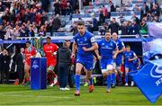 11 May 2019; Leinster captain Jonathan Sexton leads his side out prior to the Heineken Champions Cup Final match between Leinster and Saracens at St James' Park in Newcastle Upon Tyne, England. Photo by Ramsey Cardy/Sportsfile