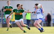 11 May 2019; Kellyann Hogan of Waterford in action against Ciara Murphy of Kerry during the TG4 Munster Ladies Football Senior Championship match between Kerry and Waterford at Cusack Park in Ennis, Clare. Photo by Sam Barnes/Sportsfile
