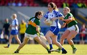 11 May 2019; Eimear Fennell of Waterford on her way to scoring her sides first goal despite the efforts of Ciara O'Brien, left, and Laoise Coughlan of Kerry during the TG4  Munster Ladies Football Senior Championship match between Kerry and Waterford at Cusack Park in Ennis, Clare. Photo by Sam Barnes/Sportsfile