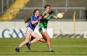 11 May 2019; Mairead Kavanagh of Limerick in action against Lucy Spillane of Tipperary during the Munster Ladies Football Intermediate Championship match between Tipperary and Limerick at Semple Stadium in Thurles, Co. Tipperary. Photo by Diarmuid Greene/Sportsfile