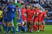 11 May 2019; Billy Vunipola of Saracens celebrates with team-mates after scoring his side's second try during the Heineken Champions Cup Final match between Leinster and Saracens at St James' Park in Newcastle Upon Tyne, England. Photo by Brendan Moran/Sportsfile