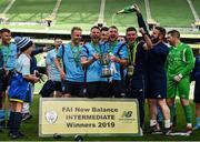 11 May 2019; Avondale United players celebrate with the cup following the FAI New Balance Intermediate Cup Final match between Avondale United and Crumlin United at Aviva Stadium in Dublin. Photo by Eóin Noonan/Sportsfile