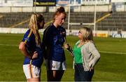 11 May 2019; Aishling Moloney, centre, and Anna Rose Kennedy, left, are interviewed by Valerie Wheeler of Spin South West after the Munster Ladies Football Intermediate Championship match between Tipperary and Limerick at Semple Stadium in Thurles, Co. Tipperary. Photo by Diarmuid Greene/Sportsfile