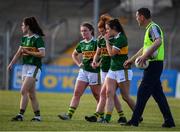 11 May 2019; Louise Ni Mhuireachtaigh of Kerry, centre, is consoled by teammates, following the TG4  Munster Ladies Football Senior Championship match between Kerry and Waterford at Cusack Park in Ennis, Clare. Photo by Sam Barnes/Sportsfile