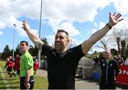 11 May 2019; Cherry Orchard manager Brendan Wynne celebrates at the final whistle during the U14 SFAI Cup Final match between Belvedere FC and Cherry Orchard at Oscar Traynor Centre in Dublin. Photo by Michael P. Ryan/Sportsfile