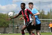 11 May 2019; Divine Lzekor of Cherry Orchard in action against James Ward of Belvedere FC during the U14 SFAI Cup Final match between Belvedere FC and Cherry Orchard at Oscar Traynor Centre in Dublin. Photo by Michael P. Ryan/Sportsfile