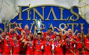 11 May 2019; Saracens captain Brad Barritt lifts the cup following their victory in the Heineken Champions Cup Final match between Leinster and Saracens at St James' Park in Newcastle Upon Tyne, England. Photo by Ramsey Cardy/Sportsfile