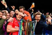 11 May 2019;Alex Goode of Saracens celebrates with the Champions Cup after the Heineken Champions Cup Final match between Leinster and Saracens at St James' Park in Newcastle Upon Tyne, England. Photo by Brendan Moran/Sportsfile