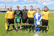 11 May 2019; Team captains and match officials ahead of the U15 SFAI Cup Final 2019 match between Stella Maris and Hanover Harps at Oscar Traynor Centre in Dublin. Photo by Michael P. Ryan/Sportsfile