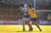 11 May 2019; Tadhg O'hUallachain of Waterford in action against Sean Collins of Clare during the Munster GAA Football Senior Championship quarter-final match between Clare v Waterford at Cusack Park in Ennis, Clare. Photo by Sam Barnes/Sportsfile