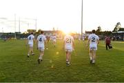 11 May 2019; Kildare players, from left, Kevin Feely, David Hyland, Conor Hartley and Mark Dempsey leave the field after the Leinster GAA Football Senior Championship Round 1 match between Wicklow and Kildare at Netwatch Cullen Park in Carlow. Photo by Matt Browne/Sportsfile