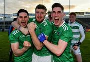 11 May 2019; Limerick players Padraig Scanlon, Brian Fanning, and Paul Maher celebrate after the Munster GAA Football Senior Championship quarter-final match between Tipperary and Limerick at Semple Stadium in Thurles, Co. Tipperary. Photo by Diarmuid Greene/Sportsfile