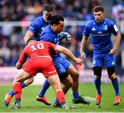 11 May 2019; James Lowe of Leinster is tackled by Owen Farrell of Saracens during the Heineken Champions Cup Final match between Leinster and Saracens at St James' Park in Newcastle Upon Tyne, England. Photo by Ramsey Cardy/Sportsfile