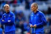 11 May 2019; Leinster senior coach Stuart Lancaster, right, and head coach Leo Cullen ahead of the Heineken Champions Cup Final match between Leinster and Saracens at St James' Park in Newcastle Upon Tyne, England. Photo by Ramsey Cardy/Sportsfile