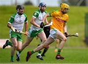 12 May 2019; Eamonn Ó Donnacadh of Meath in action against Kevin Reid and Cormac Thornton of London during the Christy Ring Cup Group 2 Round 1 match between Meath and London at Páirc Tailteann, Navan in Meath. Photo by Brendan Moran/Sportsfile