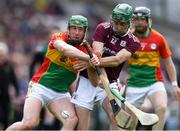 12 May 2019; David English of Carlow in action against Brian Concannon of Galway during the Leinster GAA Hurling Senior Championship Round 1 match between Galway and Carlow at Pearse Stadium in Galway. Photo by Piaras Ó Mídheach/Sportsfile