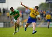 12 May 2019; Shane Killoran of Roscommon in action against Paddy Maguire of Leitrim during the Connacht GAA Football Senior Championship Quarter-Final match between Roscommon and Leitrim at Dr Hyde Park in Roscommon. Photo by Seb Daly/Sportsfile