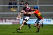 12 May 2019; Padraic Mannion of Galway in action against Seán Whelan of Carlow during the Leinster GAA Hurling Senior Championship Round 1 match between Galway and Carlow at Pearse Stadium in Galway. Photo by Piaras Ó Mídheach/Sportsfile