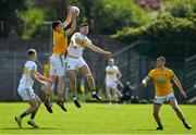 12 May 2019; Adam Flanagan of Meath gains possession of a high ball against Johnny Moloney of Offaly during the Leinster GAA Football Senior Championship Round 1 match between Meath and Offaly at Páirc Tailteann, Navan in Meath. Photo by Brendan Moran/Sportsfile