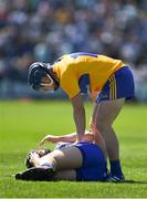 12 May 2019; Podge Collins of Clare checks on Philip Mahony of Waterford during the Munster GAA Hurling Senior Championship Round 1 match between Waterford and Clare at Walsh Park in Waterford.  Photo by Daire Brennan/Sportsfile
