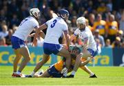 12 May 2019; Shane O’Donnell of Clare in action against Waterford players, left to right, Shane Fives, Conor Prunty, and Shane McNulty during the Munster GAA Hurling Senior Championship Round 1 match between Waterford and Clare at Walsh Park in Waterford.  Photo by Daire Brennan/Sportsfile