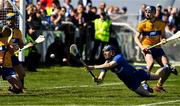12 May 2019; Clare goalkeeper Donal Touhy dives to his right to save a late Waterford free during the Munster GAA Hurling Senior Championship Round 1 match between Waterford and Clare at Walsh Park in Waterford. Photo by Ray McManus/Sportsfile