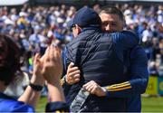 12 May 2019; Clare manager Fergal Lynch celebrates with Jimmy Maher, the Clare coaching officer, after the Electric Ireland Munster Minor Hurling Championship match between Waterford and Clare at Walsh Park in Waterford. Photo by Ray McManus/Sportsfile