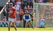 12 May 2019; John McGrath of Tipperary celebrates after scoring his side's second goal past Cork goalkeeper Anthony Nash during the Munster GAA Hurling Senior Championship Round 1 match between Cork and Tipperary at Pairc Ui Chaoimh in Cork. Photo by Diarmuid Greene/Sportsfile