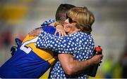 12 May 2019; Cathal Barrett of Tipperary is congratulated by former Tipperary PRO Liz Howard following the Munster GAA Hurling Senior Championship Round 1 match between Cork and Tipperary at Pairc Ui Chaoimh in Cork. Photo by David Fitzgerald/Sportsfile