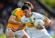 12 May 2019; Bernard Allen of Offaly is tackled by Séamus Lavin of Meath during the Leinster GAA Football Senior Championship Round 1 match between Meath and Offaly at Páirc Tailteann, Navan in Meath. Photo by Brendan Moran/Sportsfile