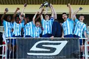 12 May 2019; Salthill Devon players lift the trophy following the U16 SFAI Cup Final 2019 match between Midleton FC and Salthill Devon at Turners Cross in Cork. Photo by Michael P. Ryan/Sportsfile