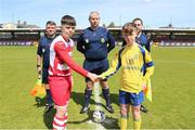12 May 2019; Both captains shake hands ahead of the U13 SFAI Cup Final 2019 match between Douglas Hall and Leixlip United at Turners Cross in Cork. Photo by Michael P. Ryan/Sportsfile