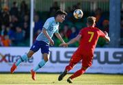 12 May 2019; Mohamed Taabouni of Netherlands in action against Tibo Persyn of Belgium during the 2019 UEFA European Under-17 Championships quarter-final match between Belgium and Netherlands at Carlisle Grounds in Bray, Wicklow. Photo by Stephen McCarthy/Sportsfile