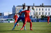 12 May 2019; Rob Nizet of Belgium in action against Melayro Bogarde of Netherlands during the 2019 UEFA European Under-17 Championships quarter-final match between Belgium and Netherlands at Carlisle Grounds in Bray, Wicklow. Photo by Stephen McCarthy/Sportsfile