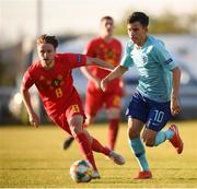 12 May 2019; Mohamed Taabouni of Netherlands and Wouter George of Belgium during the 2019 UEFA European Under-17 Championships quarter-final match between Belgium and Netherlands at Carlisle Grounds in Bray, Wicklow. Photo by Stephen McCarthy/Sportsfile