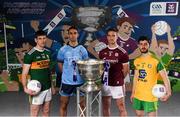 13 May 2019; Pictured at AIB’s launch of the 2019 All Ireland Senior Football Championship are, from left, Kerry and Dingle footballer Paul Geaney, Dublin and Ballymun Kickhams footballer James McCarthy, Galway and Tuam Stars footballer Gary O’Donnell, and Donegal and Cill Chartha football Ryan McHugh. Entering into their fifth season sponsoring the county championship and now in their 28th year sponsoring the club championships, AIB champion the belief that ‘Club Fuels County’. For the second year, AIB are bringing back their retro style video game, The Toughest Journey, that brings this belief to life by taking the player from Club to County, embarking on the journey to the All-Ireland Final. For exclusive content and to see why AIB is backing Club and County follow us @AIB_GAA on Twitter, Instagram, Snapchat, Facebook and AIB.ie/GAA and to play the game visit www.thetoughestjourneygame.com. Photo by Stephen McCarthy/Sportsfile