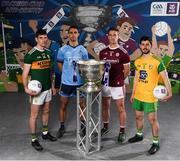 13 May 2019; Pictured at AIB’s launch of the 2019 All Ireland Senior Football Championship are, from left, Kerry and Dingle footballer Paul Geaney, Dublin and Ballymun Kickhams footballer James McCarthy, Galway and Tuam Stars footballer Gary O’Donnell, and Donegal and Cill Chartha football Ryan McHugh. Entering into their fifth season sponsoring the county championship and now in their 28th year sponsoring the club championships, AIB champion the belief that ‘Club Fuels County’. For the second year, AIB are bringing back their retro style video game, The Toughest Journey, that brings this belief to life by taking the player from Club to County, embarking on the journey to the All-Ireland Final. For exclusive content and to see why AIB is backing Club and County follow us @AIB_GAA on Twitter, Instagram, Snapchat, Facebook and AIB.ie/GAA and to play the game visit www.thetoughestjourneygame.com. Photo by Stephen McCarthy/Sportsfile