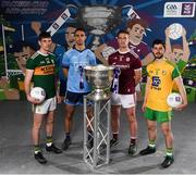 13 May 2019; Pictured at AIB’s launch of the 2019 All Ireland Senior Football Championship are, from left, Kerry and Dingle footballer Paul Geaney, Dublin and Ballymun Kickhams footballer James McCarthy, Galway and Tuam Stars footballer Gary O’Donnell, and Donegal and Cill Chartha football Ryan McHugh. Entering into their fifth season sponsoring the county championship and now in their 28th year sponsoring the club championships, AIB champion the belief that ‘Club Fuels County’. For the second year, AIB are bringing back their retro style video game, The Toughest Journey, that brings this belief to life by taking the player from Club to County, embarking on the journey to the All-Ireland Final. For exclusive content and to see why AIB is backing Club and County follow us @AIB_GAA on Twitter, Instagram, Snapchat, Facebook and AIB.ie/GAA and to play the game visit www.thetoughestjourneygame.com. Photo by Stephen McCarthy/Sportsfile