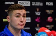 13 May 2019; Jordan Larmour during a Leinster Rugby Press Conference at Leinster Rugby Headquarters in UCD, Dublin. Photo by Piaras Ó Mídheach/Sportsfile