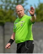 11 May 2019; Referee Ian Bradley during the U14 SFAI Cup Final match between Belvedere FC and Cherry Orchard at Oscar Traynor Centre in Dublin. Photo by Michael P. Ryan/Sportsfile