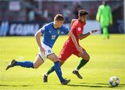 13 May 2019; Nicholas Bonfanti of Italy in action against Rafael Brito of Portugal during the 2019 UEFA European Under-17 Championships quarter-final match between Italy and Portugal at Tolka Park in Dublin. Photo by Stephen McCarthy/Sportsfile
