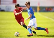 13 May 2019; Michael Brentan of Italy in action against Paulo Bernardo of Portugal during the 2019 UEFA European Under-17 Championships quarter-final match between Italy and Portugal at Tolka Park in Dublin. Photo by Stephen McCarthy/Sportsfile