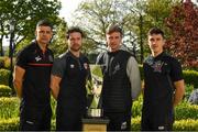 13 May 2019; Cristian Magerusan of Bohemians, Barry Murphy of St. Patrick's Athletic, Ronan Finn of Shamrock Rovers, and Jamie McGrath of Dundalk at the Unite the Union Champions Cup Launch in the Grand Hotel in Malahide, Dublin. Photo by Ray McManus/Sportsfile